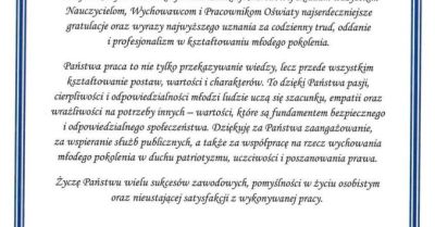 Komendant policji z życzeniami dla nauczycieli Szkoły Technicznej